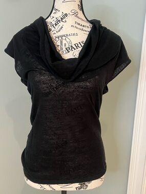 Summer by autumn cashmere | Black Cowl Neck Short Sleeve Top |  SZ S | Like New